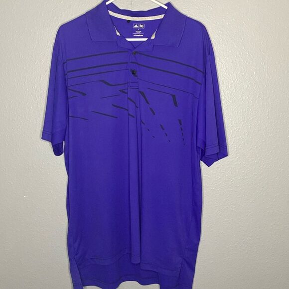Adidas Golf Purple Black Button Up Polo Size Large - Picture 1 of 10
